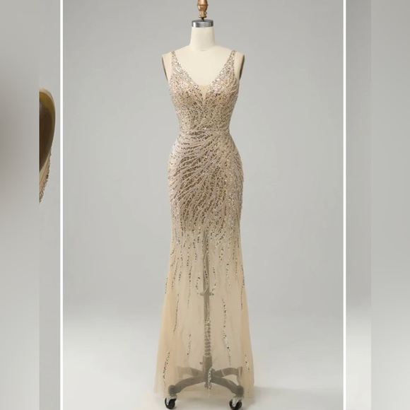 Gold sequin formal prom dress - Picture 1 of 3